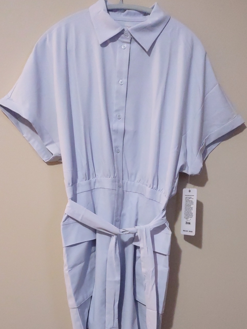 NWTS RHONE Mirage Mini Shirt Dress Light Blue. Size Medium